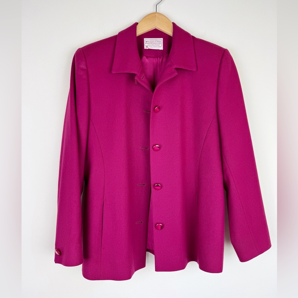 Pendleton Vintage Raspberry Pink Wool Blazer - Picture 4 of 11